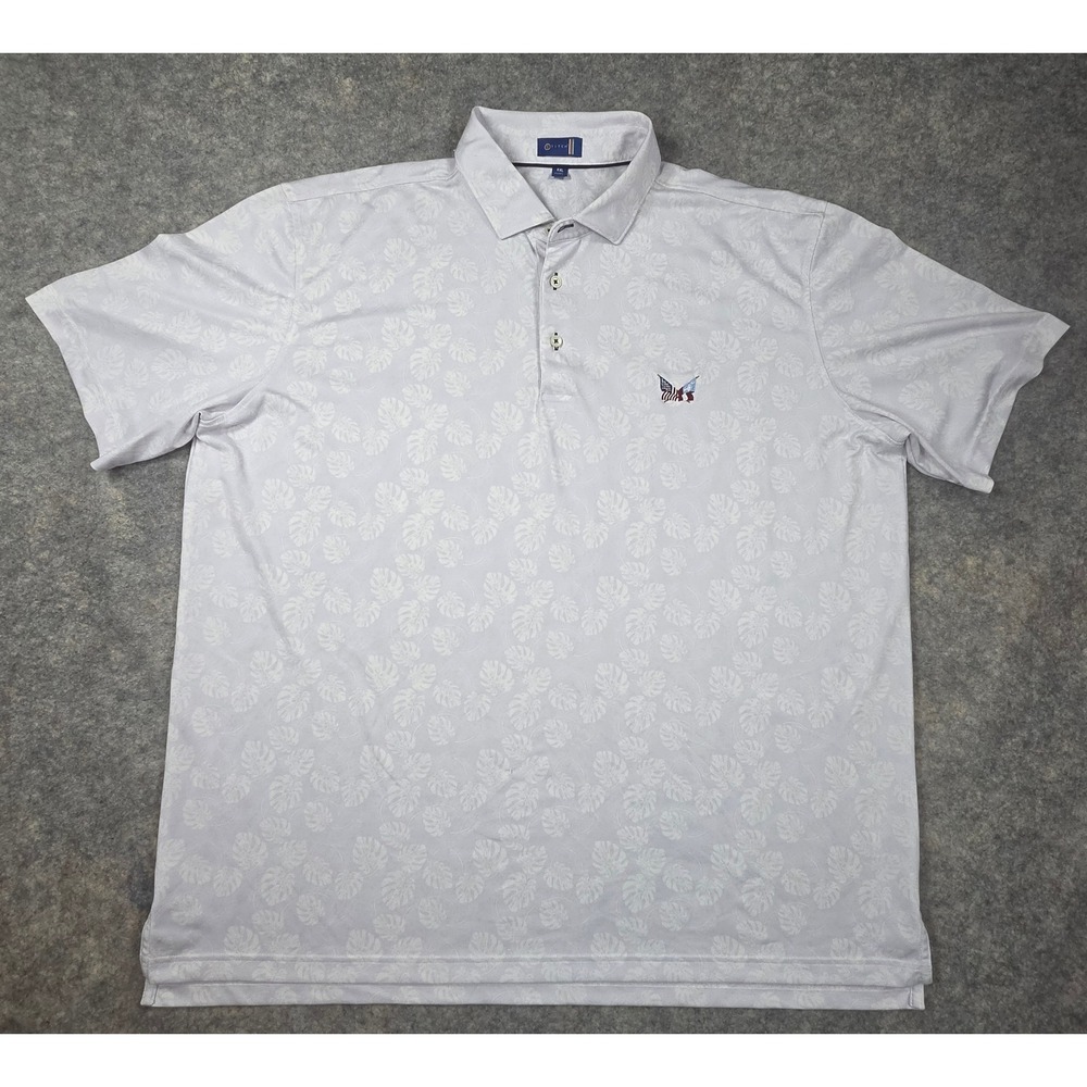 Stitch Golf Polo Shirt Mens XXL Lavender Tropical Leaf AOP Secession Flag SC